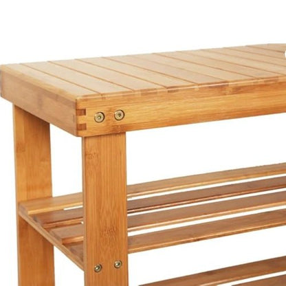 Sustainable Bamboo 3 - Tier Shoe Rack Bench - NovoBam