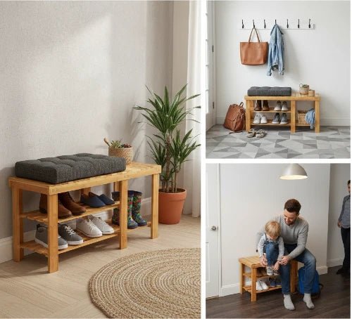 Sustainable Bamboo 3 - Tier Shoe Rack Bench - NovoBam