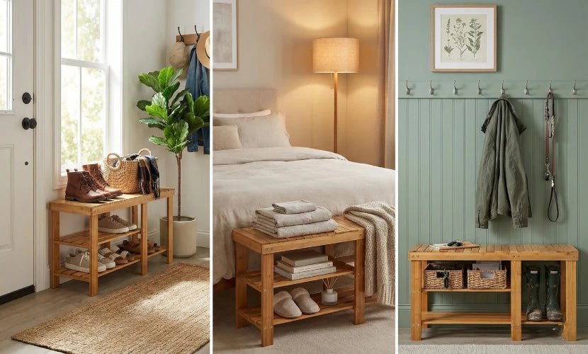 Sustainable Bamboo 3 - Tier Shoe Rack Bench - NovoBam