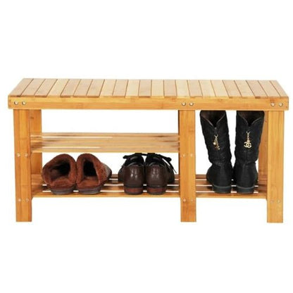 Sustainable Bamboo 3 - Tier Shoe Rack Bench - NovoBam