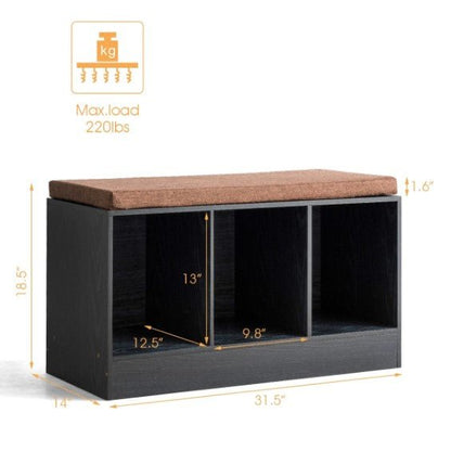 3-Cube Storage Box Organizer Shoe Bench - NovoBam
