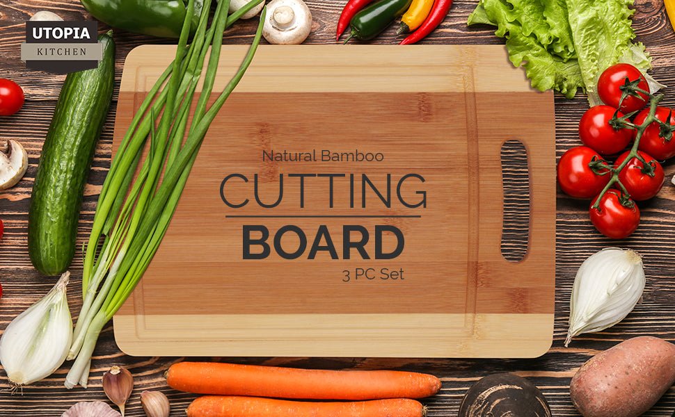 Wood Cutting Boards for Kitchen - Bamboo Cutting Board Set