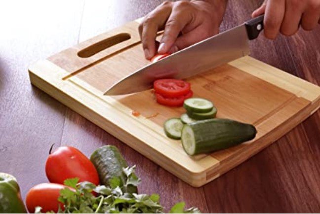 Large Organic Natural Bamboo Cutting Board - Premium Kitchen Chopping Board | 17 x 12