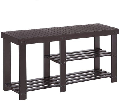 3-Tier Bamboo Shoe Bench, Shoe Rack - NovoBam