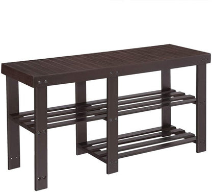 3-Tier Bamboo Shoe Bench, Shoe Rack - NovoBam