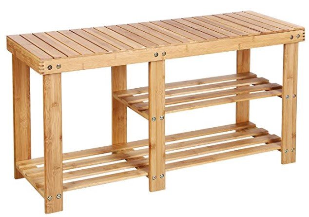 3-Tier Bamboo Shoe Bench, Shoe Rack - NovoBam