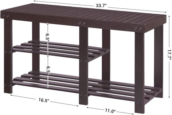 3-Tier Bamboo Shoe Bench, Shoe Rack - NovoBam