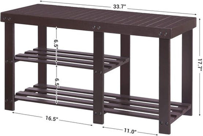3-Tier Bamboo Shoe Bench, Shoe Rack - NovoBam