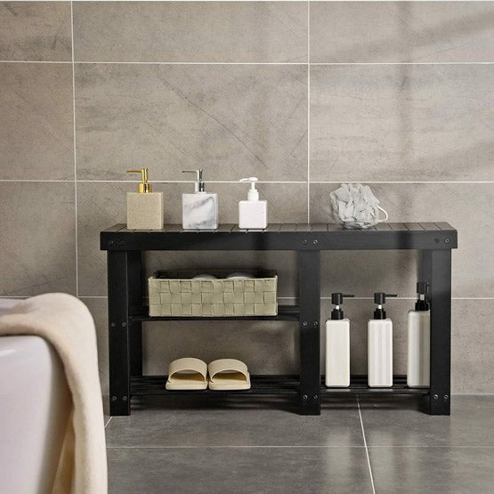 3-Tier Bamboo Shoe Bench, Shoe Rack - NovoBam