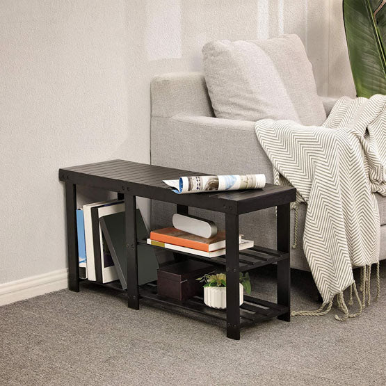 3-Tier Bamboo Shoe Bench, Shoe Rack - NovoBam