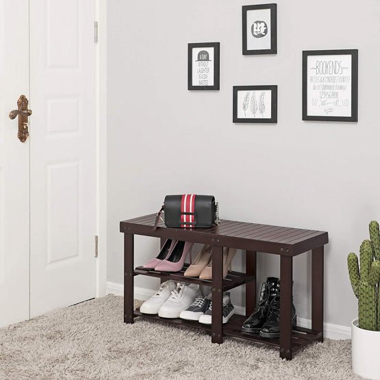 3-Tier Bamboo Shoe Bench Shoe Rack - NovoBam