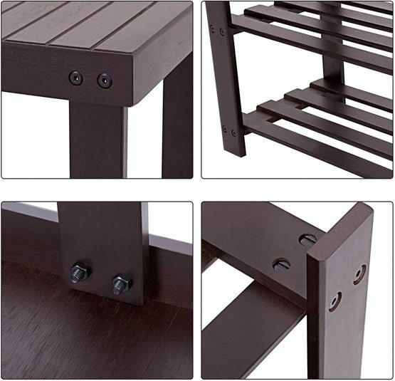 3-Tier Bamboo Shoe Bench, Shoe Rack - NovoBam