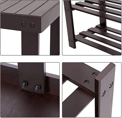 3-Tier Bamboo Shoe Bench, Shoe Rack - NovoBam