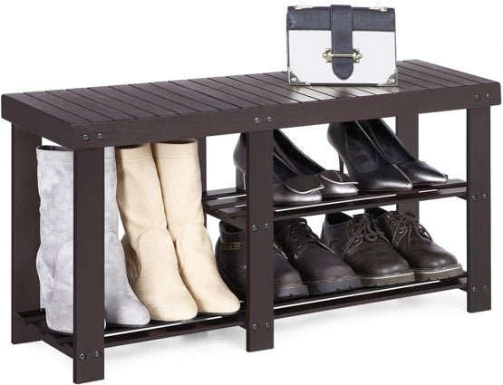 3-Tier Bamboo Shoe Bench, Shoe Rack - NovoBam