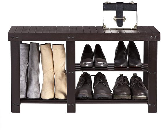 3-Tier Bamboo Shoe Bench, Shoe Rack - NovoBam