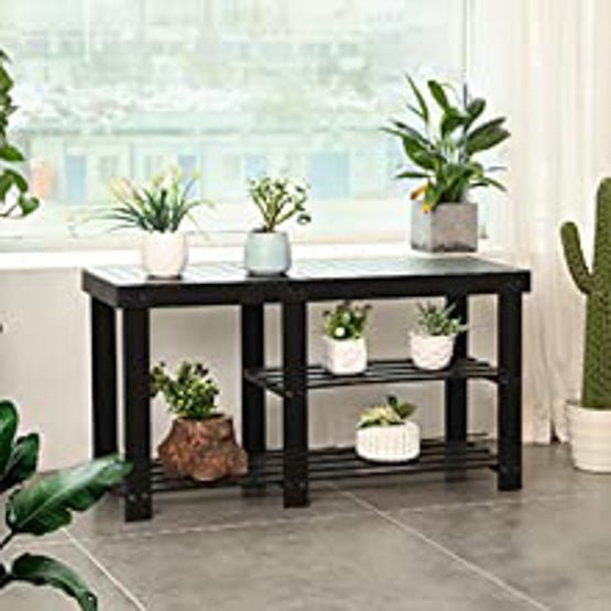 3-Tier Bamboo Shoe Bench, Shoe Rack - NovoBam