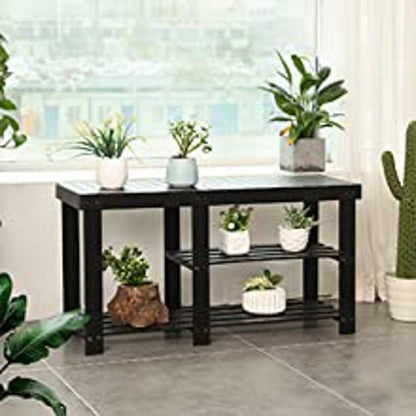 3-Tier Bamboo Shoe Bench, Shoe Rack - NovoBam