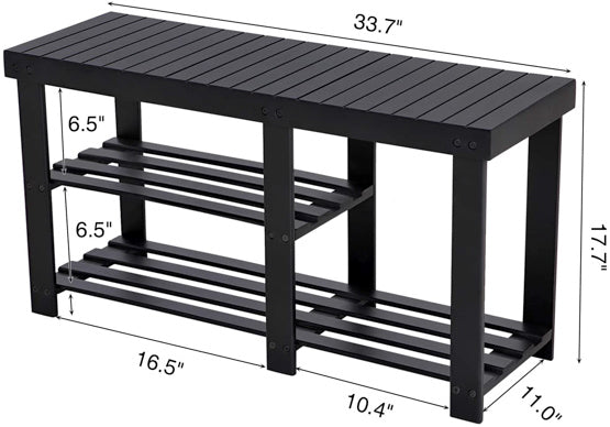 3-Tier Bamboo Shoe Bench, Shoe Rack - NovoBam