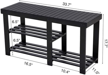 3-Tier Bamboo Shoe Bench, Shoe Rack - NovoBam