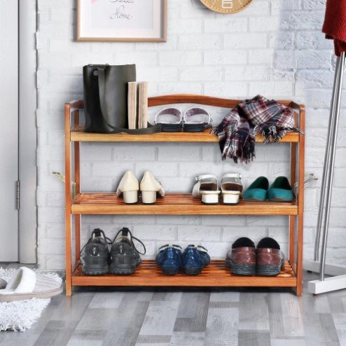 3-Tier Wood Shoe Rack Shoe Organizer - NovoBam