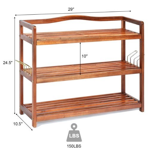 3-Tier Wood Shoe Rack Shoe Organizer - NovoBam