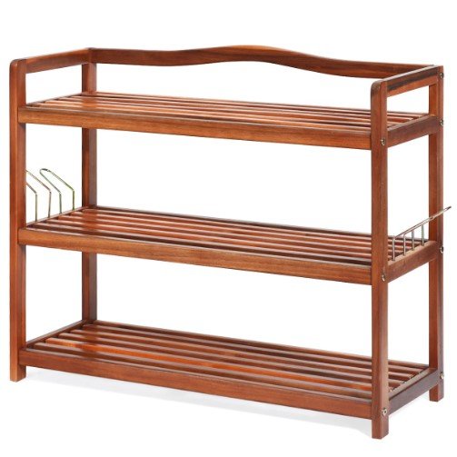 3-Tier Wood Shoe Rack Shoe Organizer - NovoBam