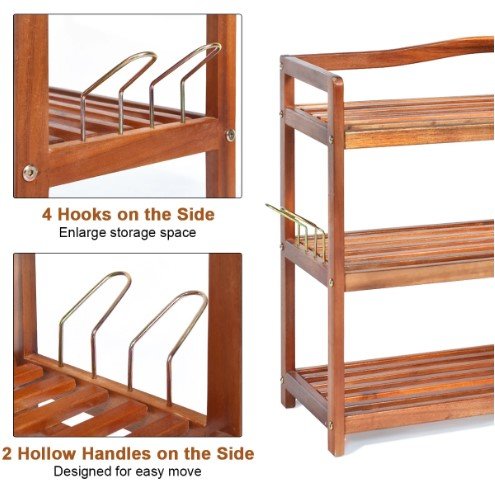 3-Tier Wood Shoe Rack Shoe Organizer - NovoBam