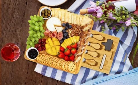 Bamboo Charcuterie Cheese Board and Knife Set - NovoBam