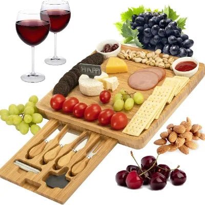Bamboo Charcuterie Cheese Board and Knife Set - NovoBam