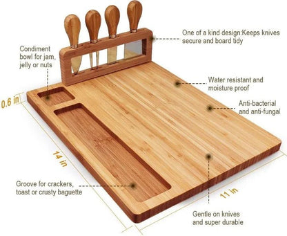 Bamboo Cheese Board Charcuterie Tray 14''x11'' - NovoBam