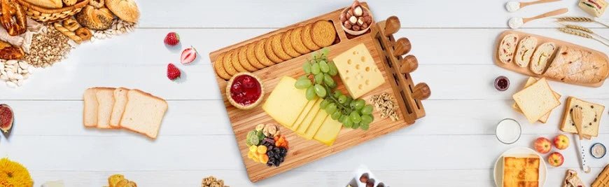 Bamboo Cheese Board Charcuterie Tray 14''x11'' - NovoBam