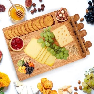 Bamboo Cheese Board Charcuterie Tray 14''x11'' - NovoBam