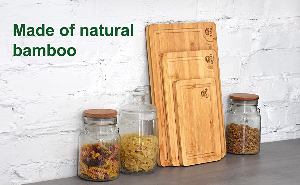 Bamboo Cutting Board Set with Trays and LIDS for Kitchen Juice Trough  Environmentally Friendly Expandable Chopping