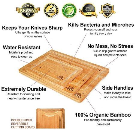 Bamboo Cutting Board Set With Juice Groove - NovoBam