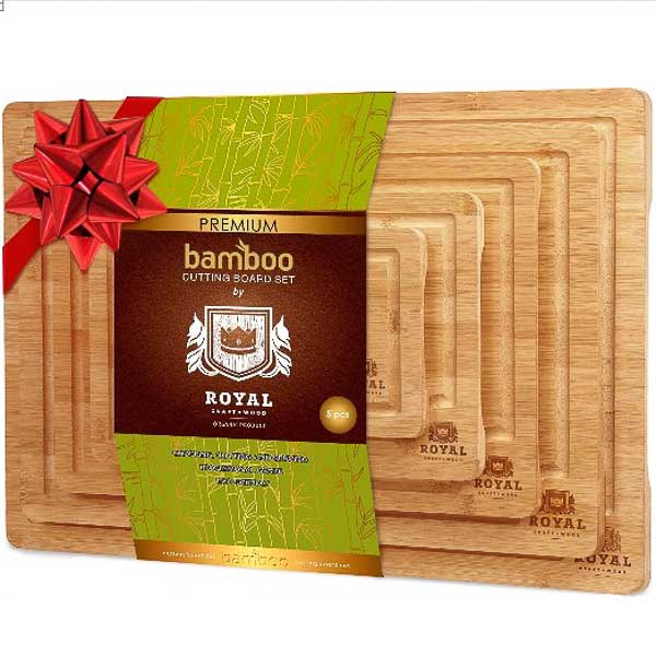 Bamboo Cutting Board Set With Juice Groove - NovoBam