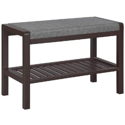 Bamboo Shoe Bench Rack With Padded Seat - NovoBam