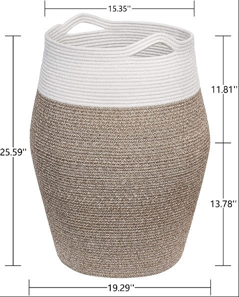Brown Mix Woven Cotton Rope Laundry Hamper - NovoBam