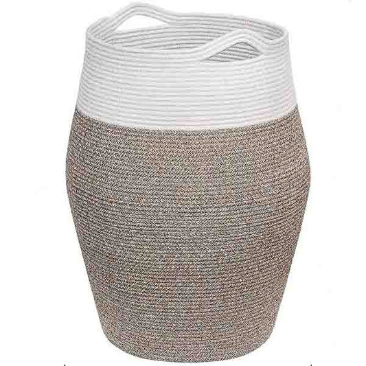 Brown Mix Woven Cotton Rope Laundry Hamper - NovoBam