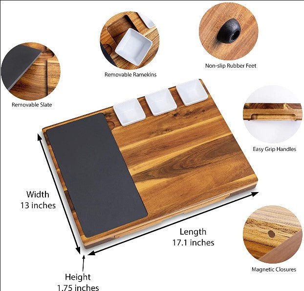 Extra Large Acacia Wood Charcuterie Board Set - NovoBam