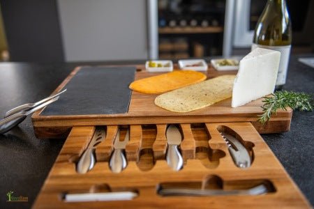 Extra Large Acacia Wood Charcuterie Board Set - NovoBam