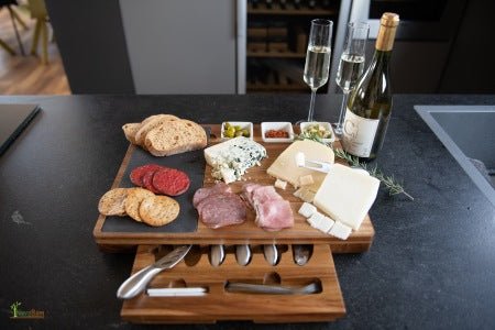 Extra Large Acacia Wood Charcuterie Board Set - NovoBam