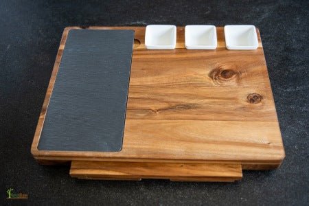 Extra Large Acacia Wood Charcuterie Board Set - NovoBam