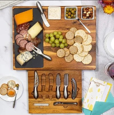 Extra Large Acacia Wood Charcuterie Board Set - NovoBam