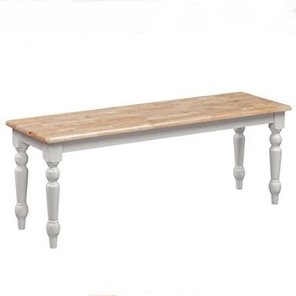 Farmhouse Wooden Made Bench, White/Natural - NovoBam