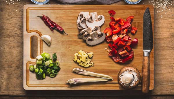 Organic Bamboo Cutting Board with Knife Sharpener