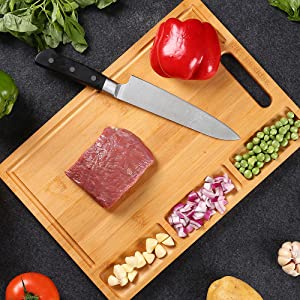 Large Organic Bamboo Cutting Board BPA Free - NovoBam