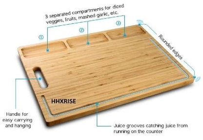 Large Organic Bamboo Cutting Board BPA Free - NovoBam