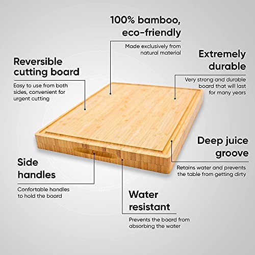 Large Thick Reversible Bamboo Butcher Block - NovoBam