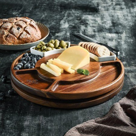 Round Acacia Charcuterie Cheese Board Set - NovoBam