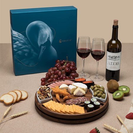 Round Acacia Charcuterie Cheese Board Set - NovoBam